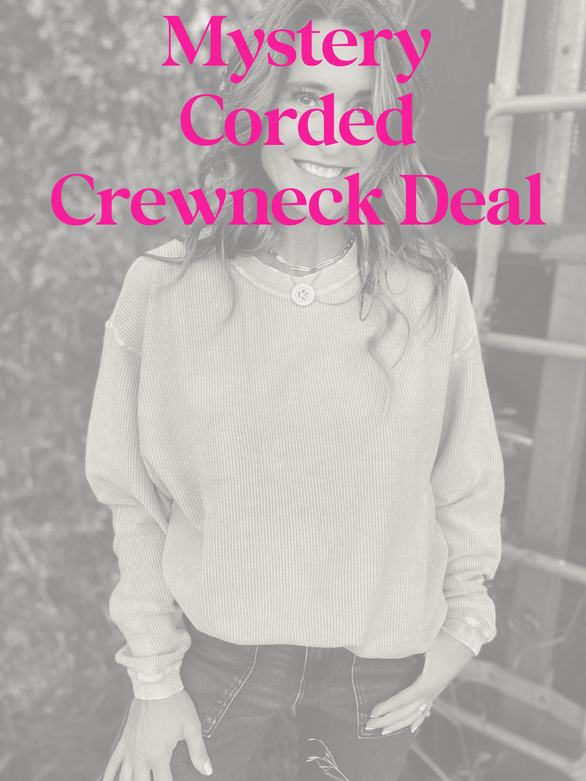 Mystery Snow Wash Corded Crewneck