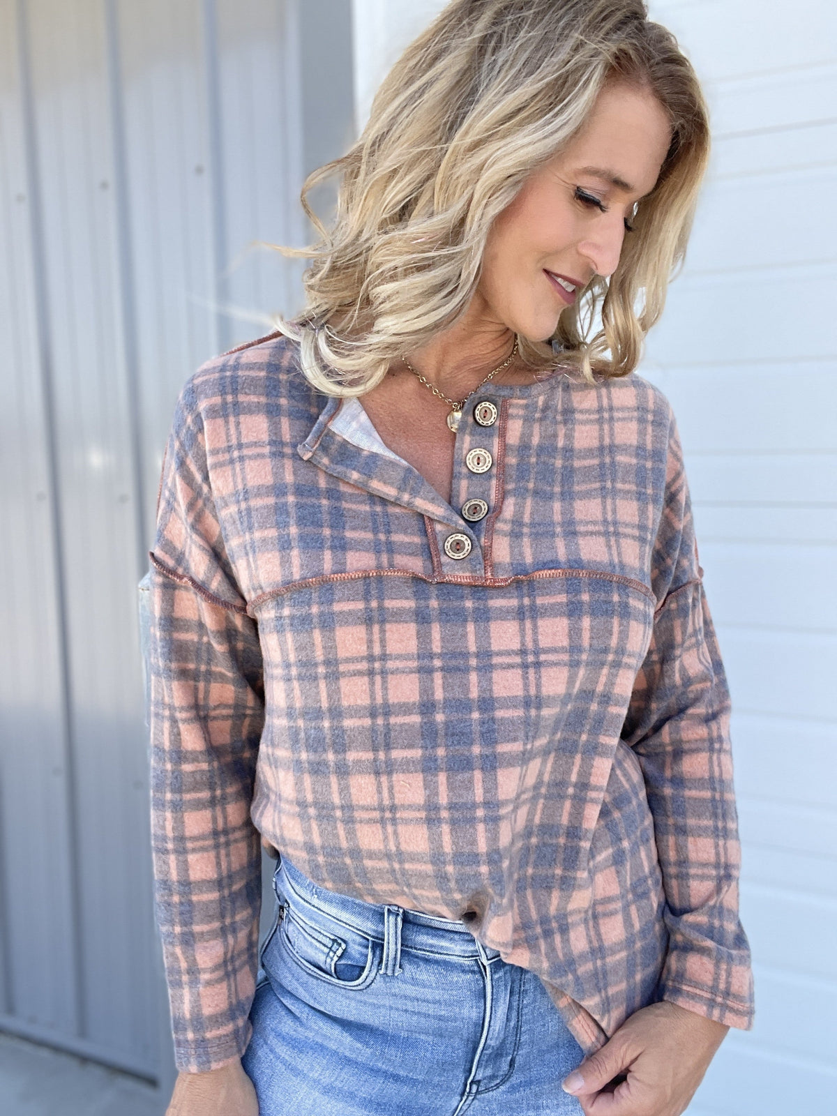 Faded Days Plaid Top In Rust *Final Sale*
