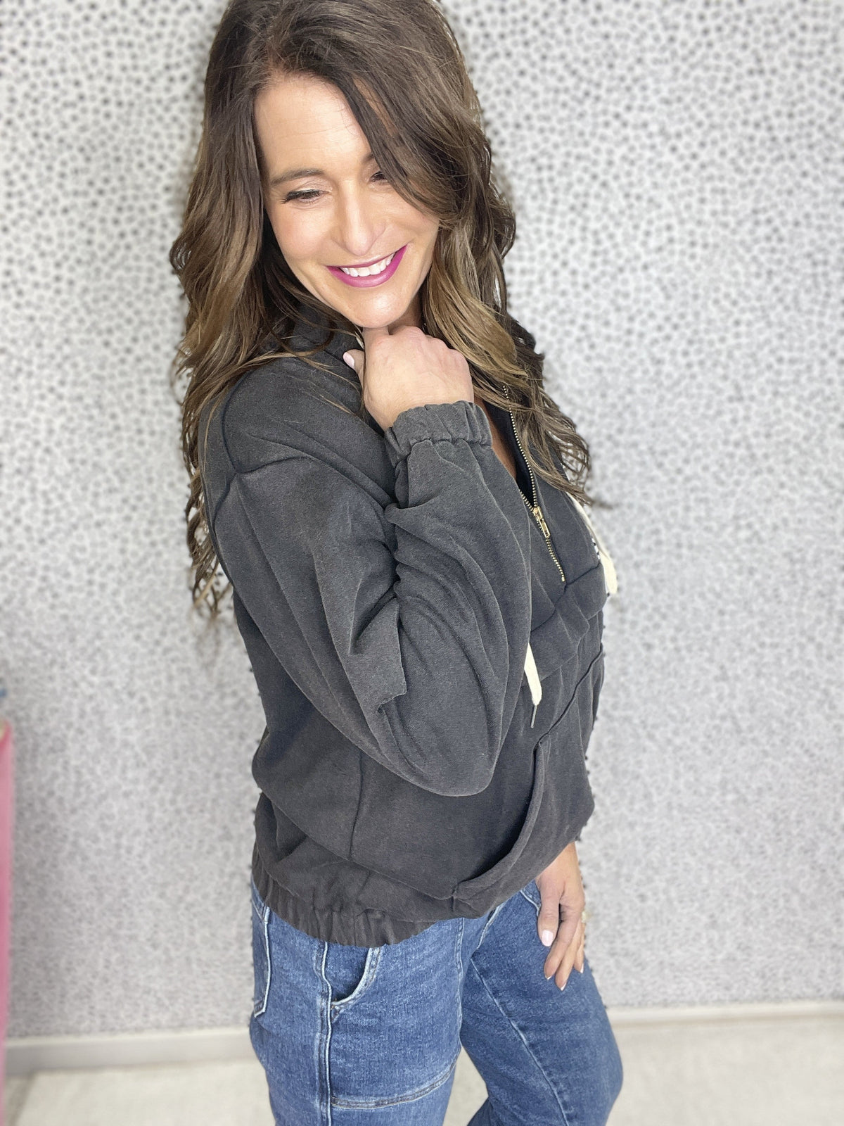 Pol Bring It Back Washed Black Front Pocket Hoodie *Final Sale*