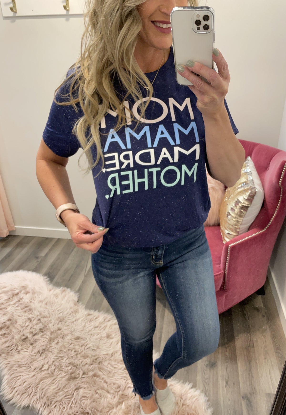 Mom Mama Madre Navy Speckled Tee