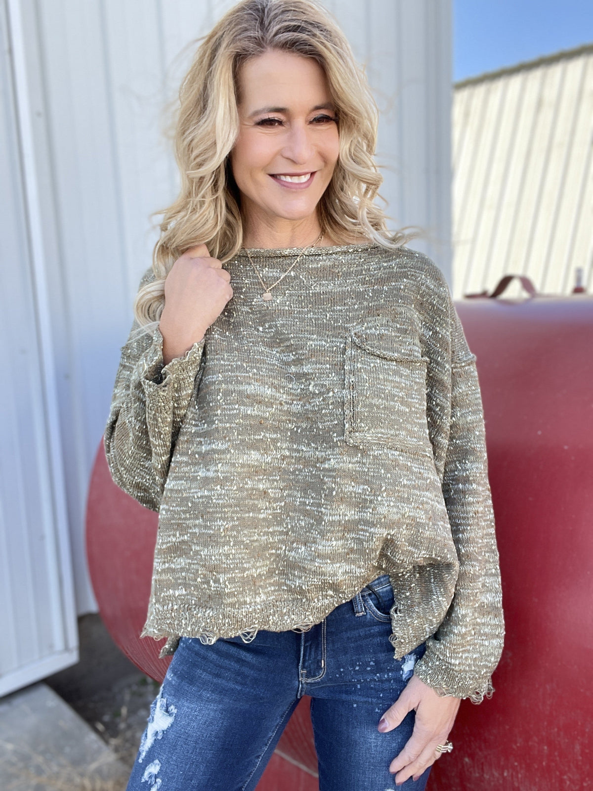 Olive Mixed Emotions Oversized Sweater *Final Sale*