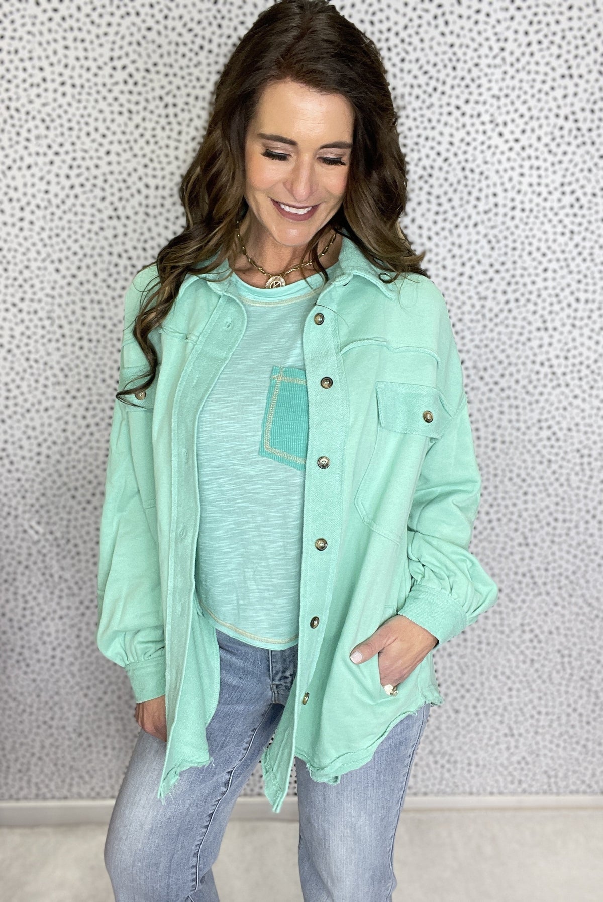 Pol Minty Fresh Oversized Shirt Jacket *Final Sale*