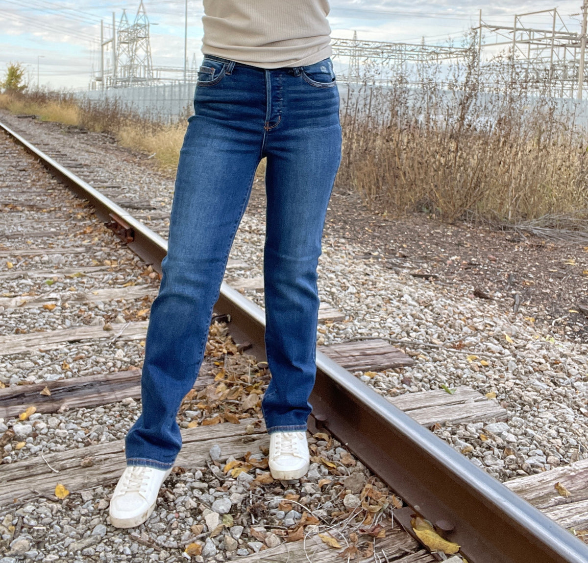 Pamela Judy Blue High Rise Button Fly Straight Jeans - duplicate