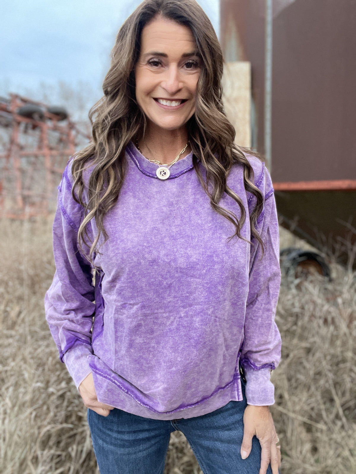 Give It Your All Seam Ice Detail Crewneck Top In 4 Colors *Final Sale*