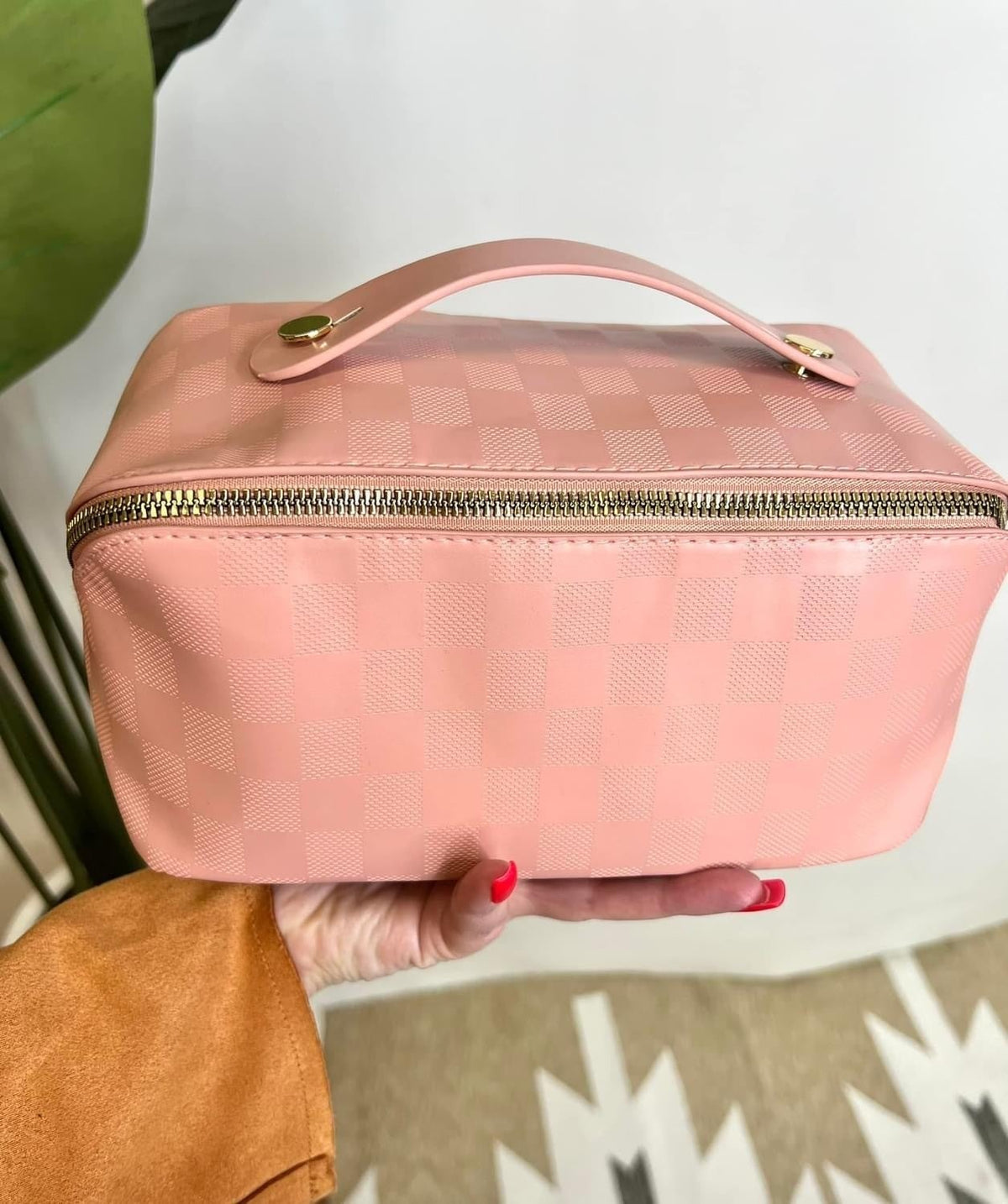 Checkered Makeup Cosmetic Bag