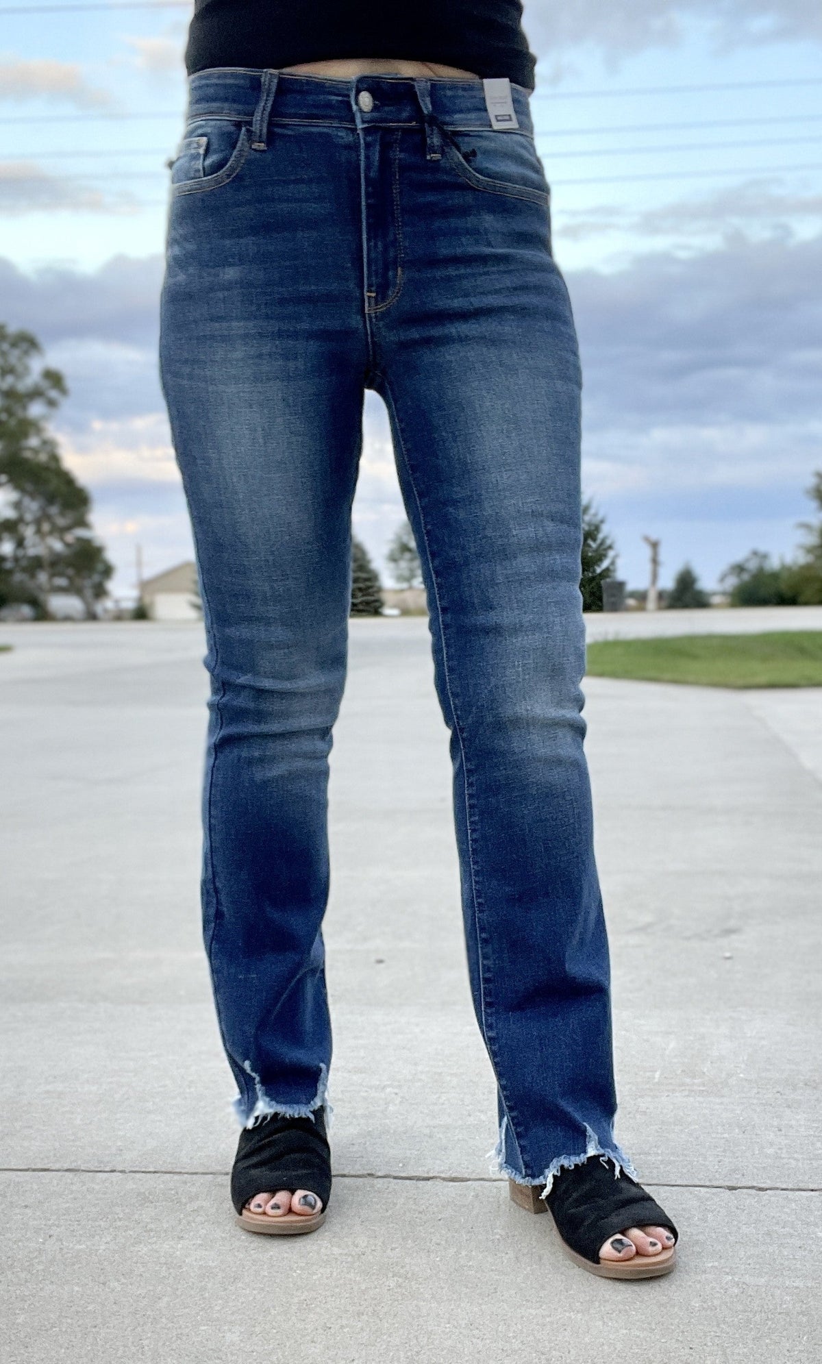 Judy Blue JoEllen Distress Hem Bootcut Mid-Rise Jeans 519