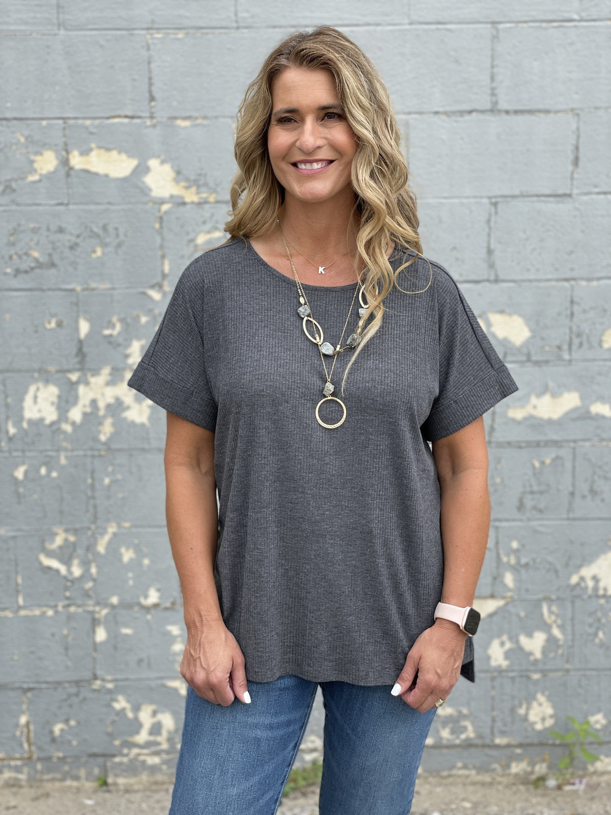 Curvy Cuffed Captains Tee *Final Sale*