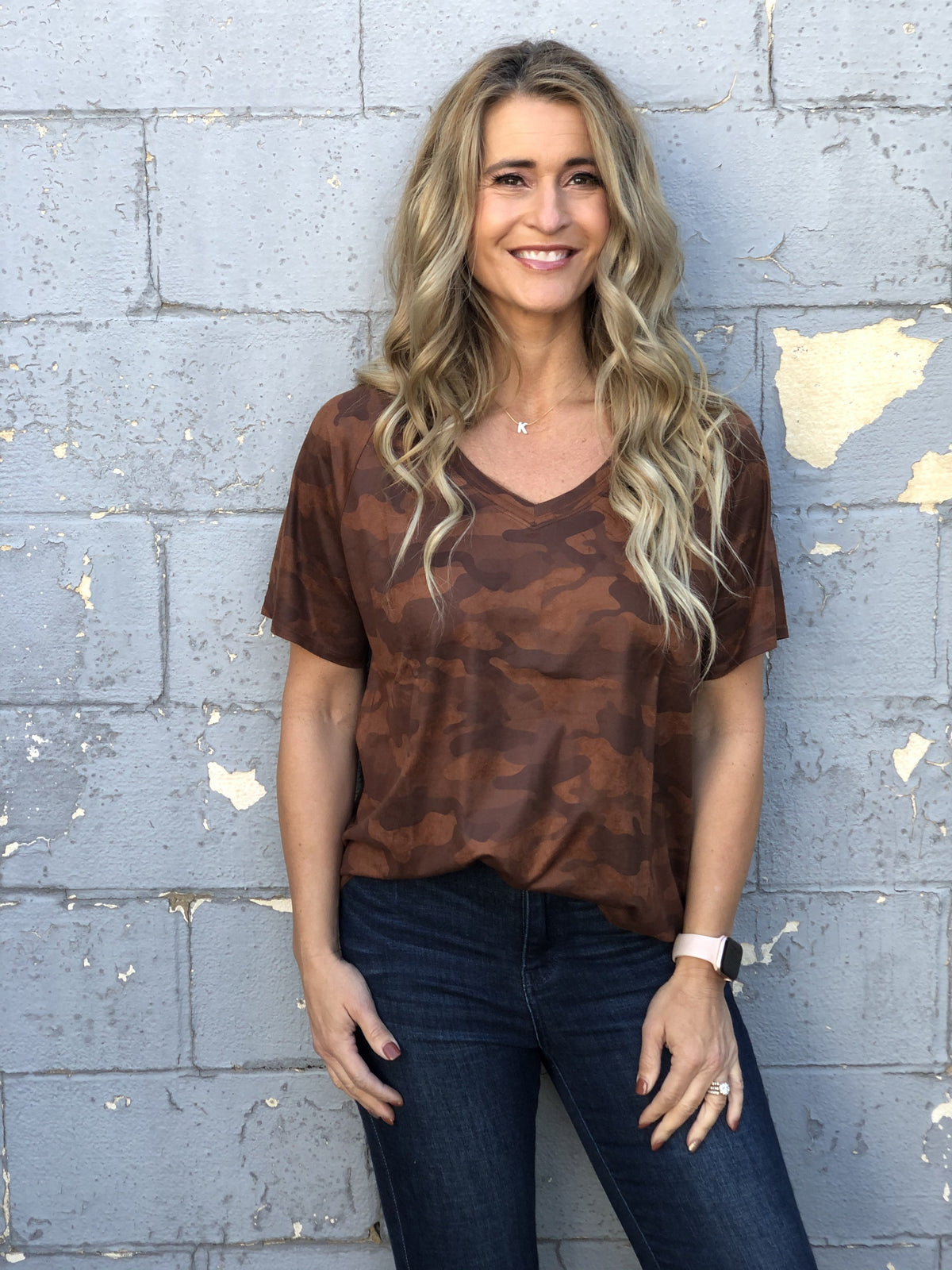 Sueded Camo Taylor Top