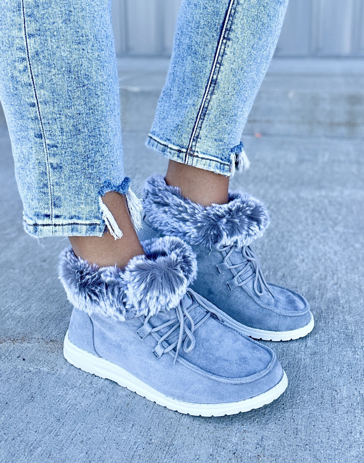 Gypsy Jazz Grey Farren Faux Fur Trim Loafer *Final Sale*