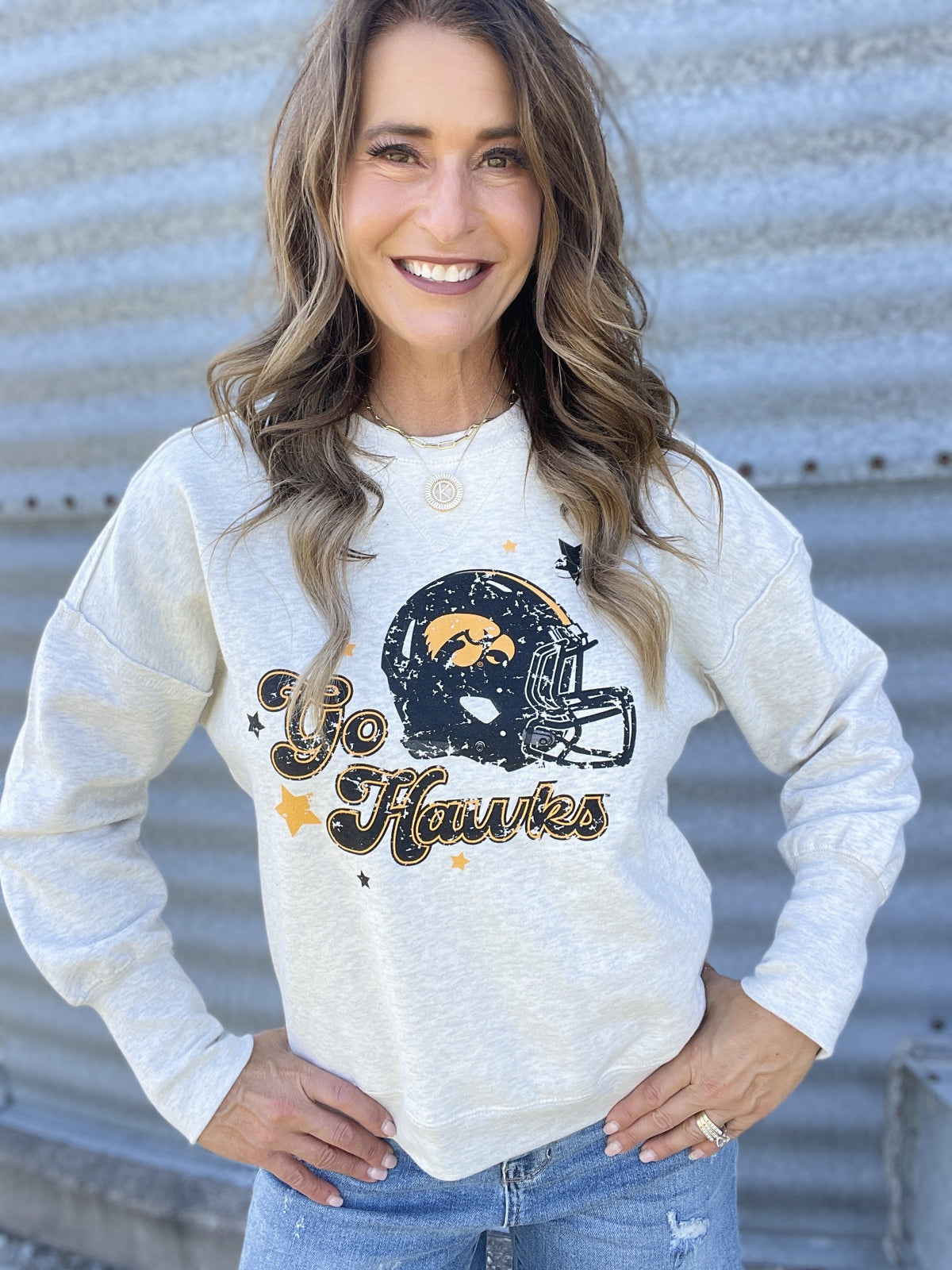 Go Hawks Helmet Crewneck